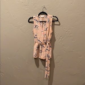 Floral sleeveless peach blouse
